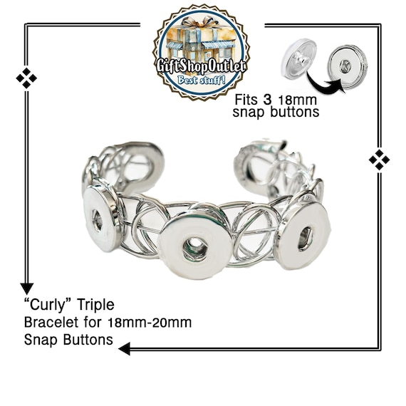 Snap Button Stainless Steel 18mm TRIPLE BRACELET, Ginger Snaps, Snap Jewelry, Snap Buttons, Stainless Steel Bracelet, #SnapBracelet, #Snaps