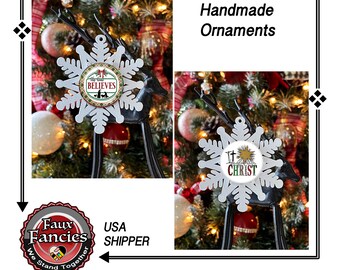 HANDMADE Christmas SNOWFLAKE ORNAMENTs, Nativity ornament, Jesus ornament, 3" snowflake ornament, #ChristmasOrnament, #NutcrackerOrnament