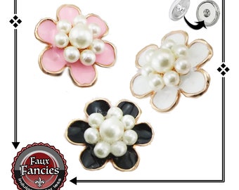 STUNNING Pearl Flower Snap Button ONLY Ours! Ginger Snap, Snap Charm, #BraceletCharms, Rhinestone Snap, #SnapSnap, #GiftForHer, #SnapButton
