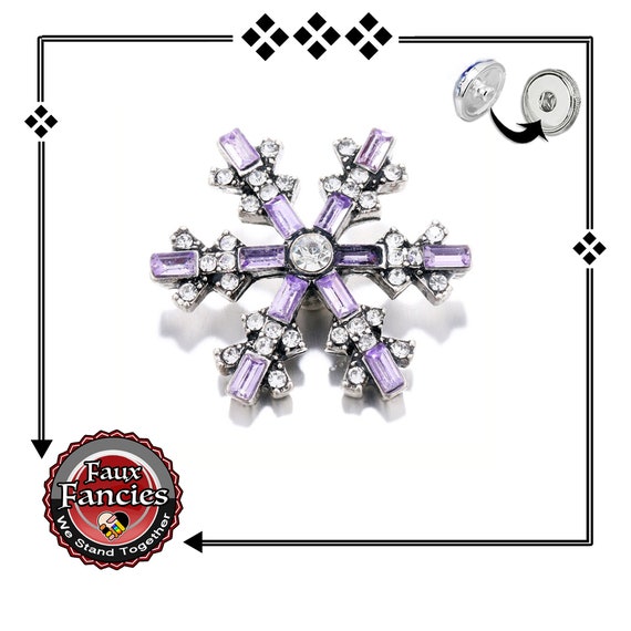 Snowfkake Snap Buttons, Crystal Ginger Snaps, HOLIDAY Snap Charms, RHINESTONE Charm Snap, Rhinestone Snaps, Snap Snap, Jewelry gift