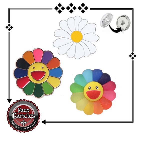 Floral Snap Button EXCLUSIVE! Flower Ginger Snap, Snap Charm, #BraceletSnap, Flower Snap, #SnapJewelry, #FlowerSnap, #SnapButton, Happy Face