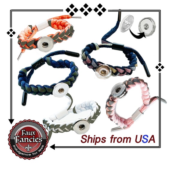 Paracord Two Tone Snap Button Bracelet, Adjustable Braided Bracelet, Ginger Snaps, Snap, #GiftForHer, #SnapJewelry, #SnapButtonBracelet
