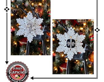 Christmas Ornaments, Snowflake Ornament, Handmade Ornaments, Rhinestone Ornament, Christmas Decor, #ChristmasOrnaments, #HolidayDecor