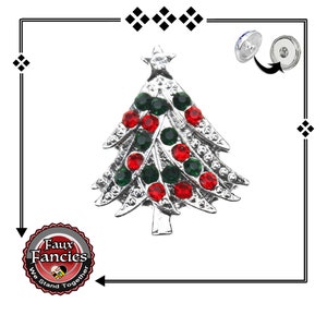 Christmas Tree Rhinestone Snap Button: 18mm Interchangeable Charm