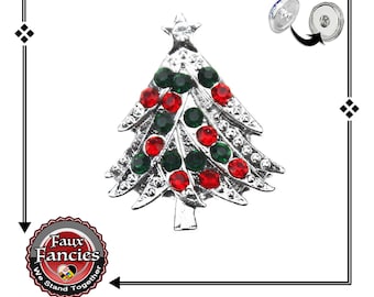 Christmas Tree Rhinestone Snap Button: 18mm Interchangeable Charm
