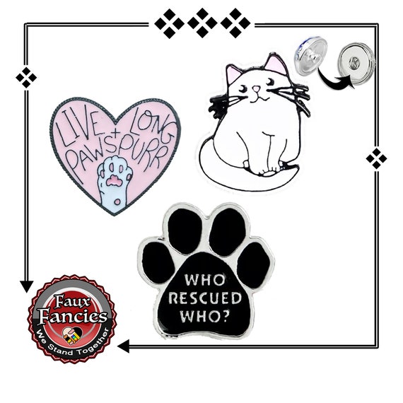 Rescue Pet Snap Buttons EXCLUSIVELY OURs! Kitty Jewelry Snaps, #KittySnap, #RescuePetSnap, #SnapButtons, #CatSnapButton, #RescuePetCharm