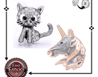 Kitty Snap Buttons, Unicorn Charm Snap, Cat Ginger Snap, Snap Charms, #BraceletCharms, Rhinestone Snap, #SnapSnap, #GiftForHer, #SnapButton