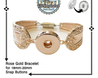 Adjustable Rose Gold Snap Button Bracelet - Interchangeable Charm Jewelry