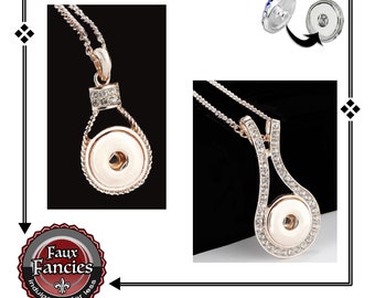 Rose Gold Snap Button Long Pendant, RHINESTONE Long Snap Button Jewelry, Ginger Snap, #RhinestoneSnapJewelry,#SnapButtonJewelry,#SnapSnap