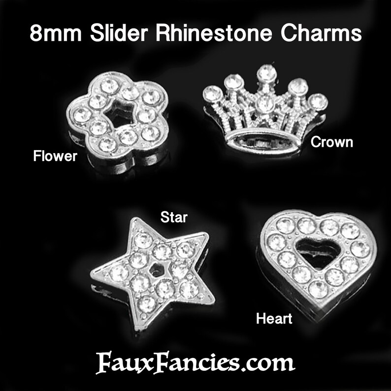 Rhinestone 8mm Slider Charms Slide Charm Slider Flower Etsy