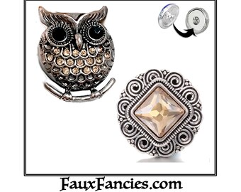 OWL SNAP Buttons, Rhinestone Ginger Snap, Rhinestone Snap Buttons, Owl Charms, #BraceletCharm, #RhinestoneSnapButton, #OwlSnap, #SnapJewelry