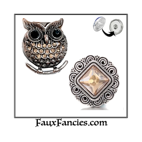 OWL SNAP Buttons, Rhinestone Ginger Snap, Rhinestone Snap Buttons, Owl Charms, #BraceletCharm, #RhinestoneSnapButton, #OwlSnap, #SnapJewelry