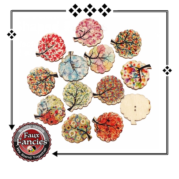CLEARANCE! BUTToNS, BuTTONs! 3 PCs Tree Wooden Buttons, Tree Charms, Tree Scrapbook Buttons, #SewingButtons, #WoodenButtons, #CraftButtons,