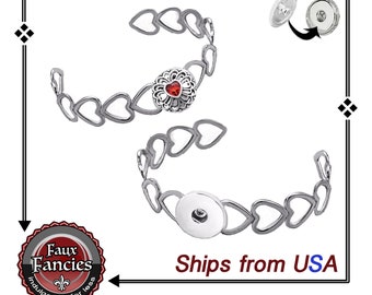 VALENTINE Snap Button HEART STYLE Bracelet, Jewelry for Snaps, Snap Button Jewelry, Snap Button Bracelet, #CuffBracelet, #HeartBracelet