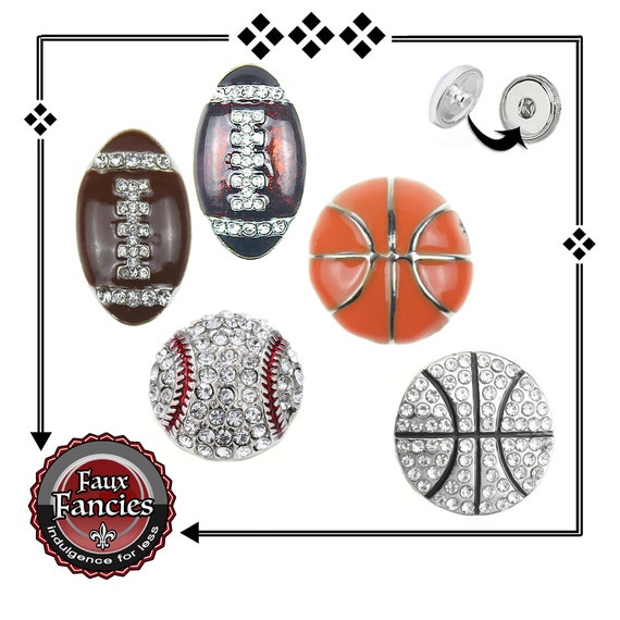 SPORTS Snap Buttons, Football Snap Button, Baseball Snap Button, Basketball Snap Button, #FootballCharm, #SportsCharm, #FootballJewelry