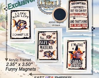 OUR OWN Magnet Designs, 2.35x3.50 acrylic framed magnets, Beach Magnets, Pet Magnets, Fishing Magnets, Collector Magnets, Stocking stuffers