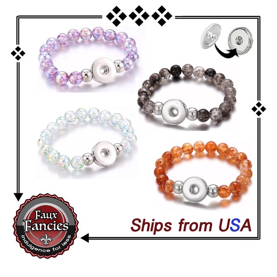 Snap Button STRETCH Bracelet Snaps, 18mm Beaded Snap Bracelet, Adjustable Snap Bracelet, #SnapJewelry, #SnapBracelet, #StretchBracelet