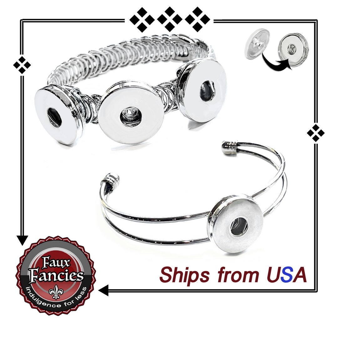 Snap Button CUFF Bracelet, Snap Jewelry for Ginger Snap Button, Snap ...