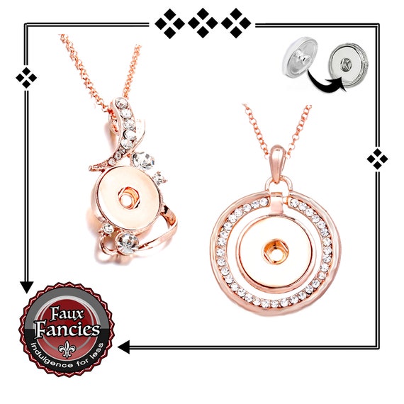 Rose Gold Rhinestone Snap Button Pendants, Snap Jewelry Pendant, Ginger Snaps, #SnapButtons, #SnapButtonJewelry, #GiftForHer, #SnapCharms
