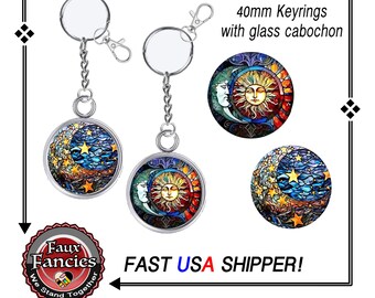 SALE! SUN & MOON Handmade Key Ring, Sun Handmade Key Ring, Moon KeyRing , #CelestialGift, #KeyringCollector, #MoonKeyring, Celestial Keyring