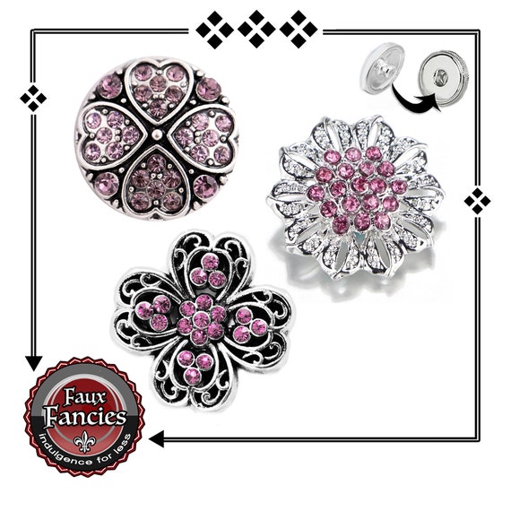 SNAP BUTTON, BEAUTiFUL Pinks, RHINESTONE Snap Charm, Ginger Snap, Switchable Snap, #BraceletCharm, #SnapCharm, #SwitchableSnap, Snap Jewelry