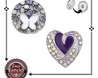 Pretty Purple SNAP Buttons, Snap Button, 18mm Ginger Snaps, Snap Charms, #BraceletCharms, Rhinestone Snaps, #SnapJewelry, #SnapButtons