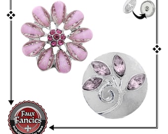 Shades of Pink Snap Buttons, Shining Ginger Snap, Snap Charms, Rhinestone Snap, #FlowerCharm, #SnapCharm, #SwitchableSnaps, #FlowerSnapCharm