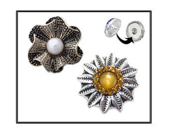 SALE! 18mm Snap Buttons , Ginger Snaps, #SnapButtons, Snap on Charm, Interchangeable Snap, Rhinestone Snaps, Snap Jewelry, Flower Snap Charm