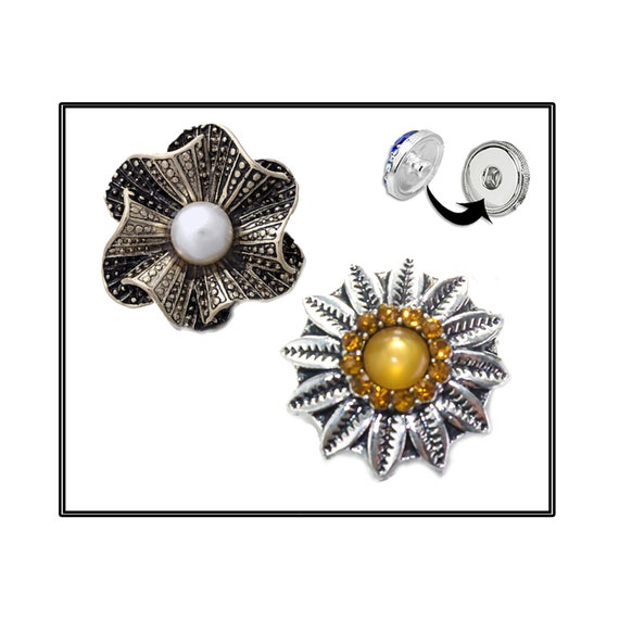 SALE! 18mm Snap Buttons , Ginger Snaps, #SnapButtons, Snap on Charm, Interchangeable Snap, Rhinestone Snaps, Snap Jewelry, Flower Snap Charm