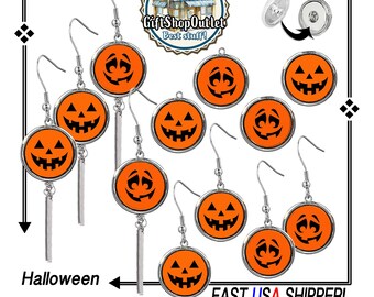 Halloween PUMPKIN EARRiNGS and SNAP BUTTONS, Pumpkin Charm, Halloween Charm, #HalloweenSnaps, #HalloweenJewelry, #PumpkinSnapButton