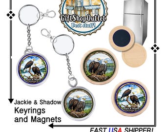 Handmade Jackie and Shadow Eagle Keyring or Magnet - Big Bear