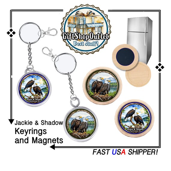 EAGLE Handmade Keyring, Jackie and Shadow, Big Bear Eagles, Jackie Magnet, EAGLE Magnet, #JackieAndShadow, #BigBearEagles, #JackieShadowGift