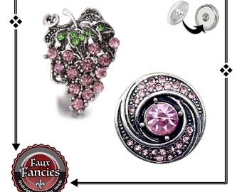 BEAUTiFUL Pinks Rhinestone WINE or Circles SNAP Buttons, Ginger Snaps, Snap Charms, #BraceletCharms, #WineCharm, #SwitchableSnaps, #WineSnap