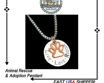 Pet RESCUE Pendant, Pet adoption, Rescue Dog gift, Rescue Cat, #RescuePet, #RescueCat, #RescueDog, #RescuePet, #AnimalRescue, Adopt Not Shop