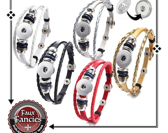 SALE - 18mm Leather Snap Button Bracelet, Snap Buttons, Ginger SnapBracelet, Snap, Snap Jewelry, Adjustable Snap Bracelet, Changeable Snaps