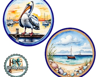 BEACH Glass Cabochon Handmade Magnet, PELICAN Handmade Magnet, SAILBOAT Magnet, Beach Souvenir, #BeachGift, #PelicanGift, #BeachMagnet