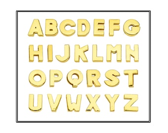 Gold Slide Letters, 8mm Slider Letters, MULTIPLE DISCOUNTS, Slider Alphabet Charms, Letter Charms, #SlideLetters