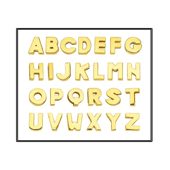 Gold Slide Letters, 8mm Slider Letters, MULTIPLE DISCOUNTS, Slider Alphabet Charms, Letter Charms, #SlideLetters