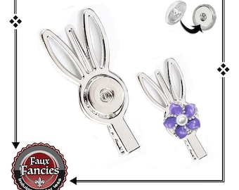 SALE!! Snap Button BUNNY Hair Clip, EASTER Bunny Hair Clip, Spring Hair Clip, Hair Clip for Girls, #SnapButtonHairClip, #GirlsHairClip
