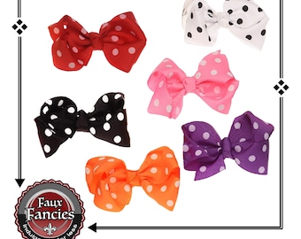 Polka Dot Hair Bows with Alligator Clip: Girls Bows (2 3/4" - 3")