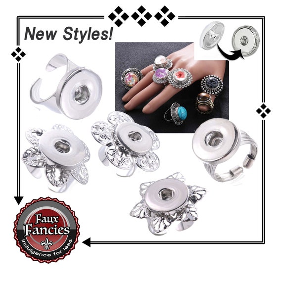 NEW! Snap Button Rings, 18mm Snap Button Rings, Ginger Snap Ring, Snap, snap button jewelry, snap button rings, Snap jewelry, Snap Button