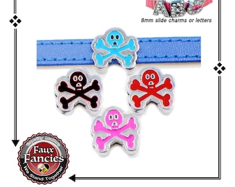 Arguhh... SKULL and Crossbones Slider charms, slide charms, Halloween Charms, 8mm charms, Pirate charms, Charms for Halloween, #SlideCharms