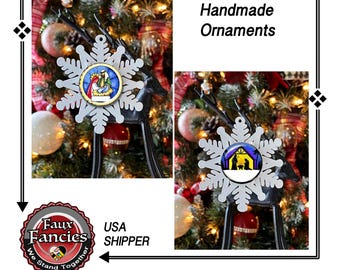 CHRiSTMAS Ornament, HANDMADE NATIVITY ORNAMeNT, Nativity ornament, Nativity Christmas ornament, #ChristmasOrnament, #USAOrnament, #Snowflake