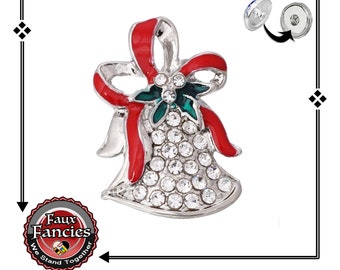Snap Buttons, Christmas Bell Ginger Snaps, 18mm Snap on Charms, Interchangeable Snap, Rhinestone Snaps, Snap Snap, Jewelry gift