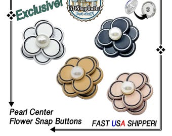 EXCLUSIVE! Pearl Center Flower Snap Buttons, Flower Snap Button, Flower Snap Charms, #SnapCharms, #SnapJewelry, Gift for Her