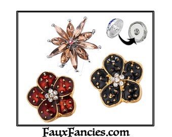 18mm Snap Buttons, Ginger Snap, MULTIPLE DISCOUNTS, Snap Charms, Flower Snap, Rhinestone Snaps, #FlowerSnap, #SnapButtons, #RhinestoneCharm