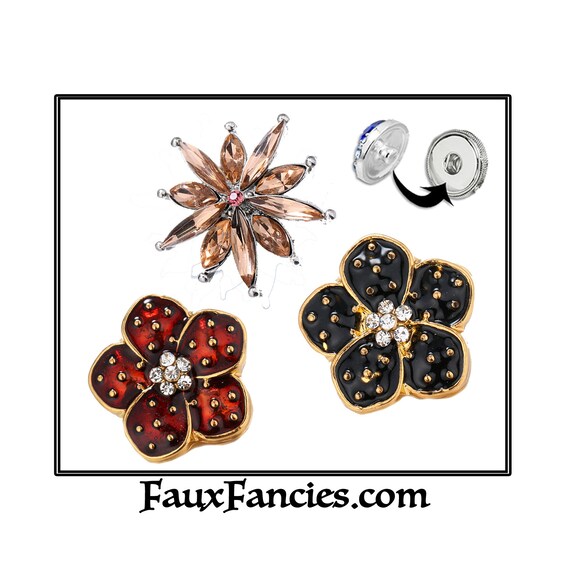 18mm Snap Buttons, Ginger Snap, MULTIPLE DISCOUNTS, Snap Charms, Flower Snap, Rhinestone Snaps, #FlowerSnap, #SnapButtons, #RhinestoneCharm