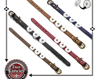 Real Leather Triple Snap Button Bracelet: Adjustable Charm Jewelry