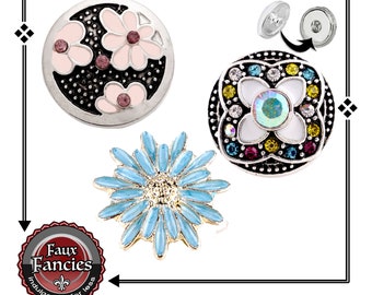 Flower Snap Buttons, Rhinestone Ginger Snaps, GORGEOUS Snap Charms, Flower charms, #SnapJewelry, #SnapCharm, #SwitchableSnap, #FlowerSnap
