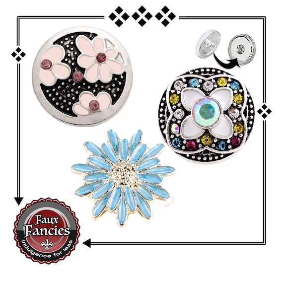 Flower Snap Buttons, Rhinestone Ginger Snaps, GORGEOUS Snap Charms, Flower charms, #SnapJewelry, #SnapCharm, #SwitchableSnap, #FlowerSnap